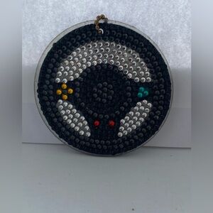 Handmade double sided diamond art controller keychain